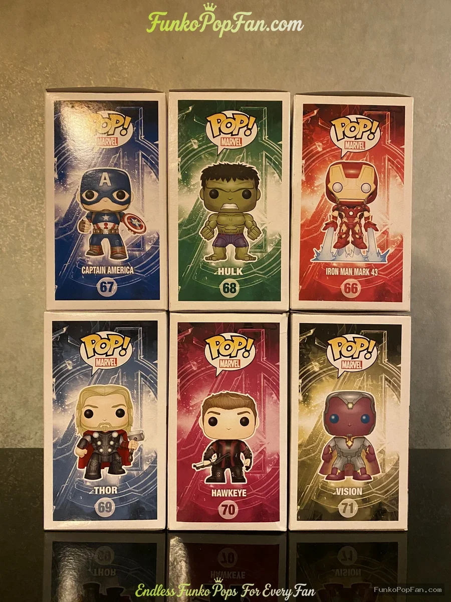 Bundle Funko Pop! Marvel Avengers #66 Iron Man Mark 43 / Captain America #67 / Hulk #68 / Thor #69 / - Funko Pop Figure