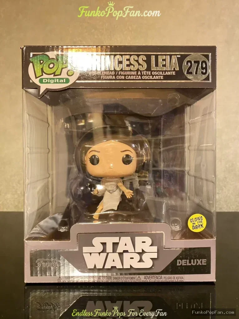Star Wars Deluxe #279 Princess Leia (LE 3300 Glow in the Dark) Vinyl Figure Bobblehead Vaulted Collectible With Protector Funko Pop Figure