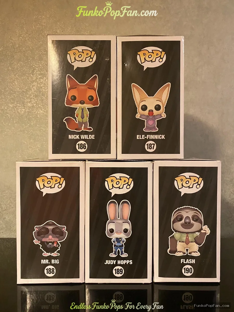 Bundle Funko Pop! Disney Zootopia #186 Nick Wilde / #187 Ele-Finnick / #188 Mr. Big / #189 Judy Hopp - Funko Pop Figure