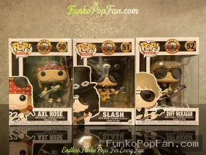Bundle Funko Pop! Rock Guns N' Roses #50 Axl Rose / Slash #51 / Duff McKagan #52 Vinyl Figure Bobblehead Vaulted Collectible With Protector Funko Pop Figure