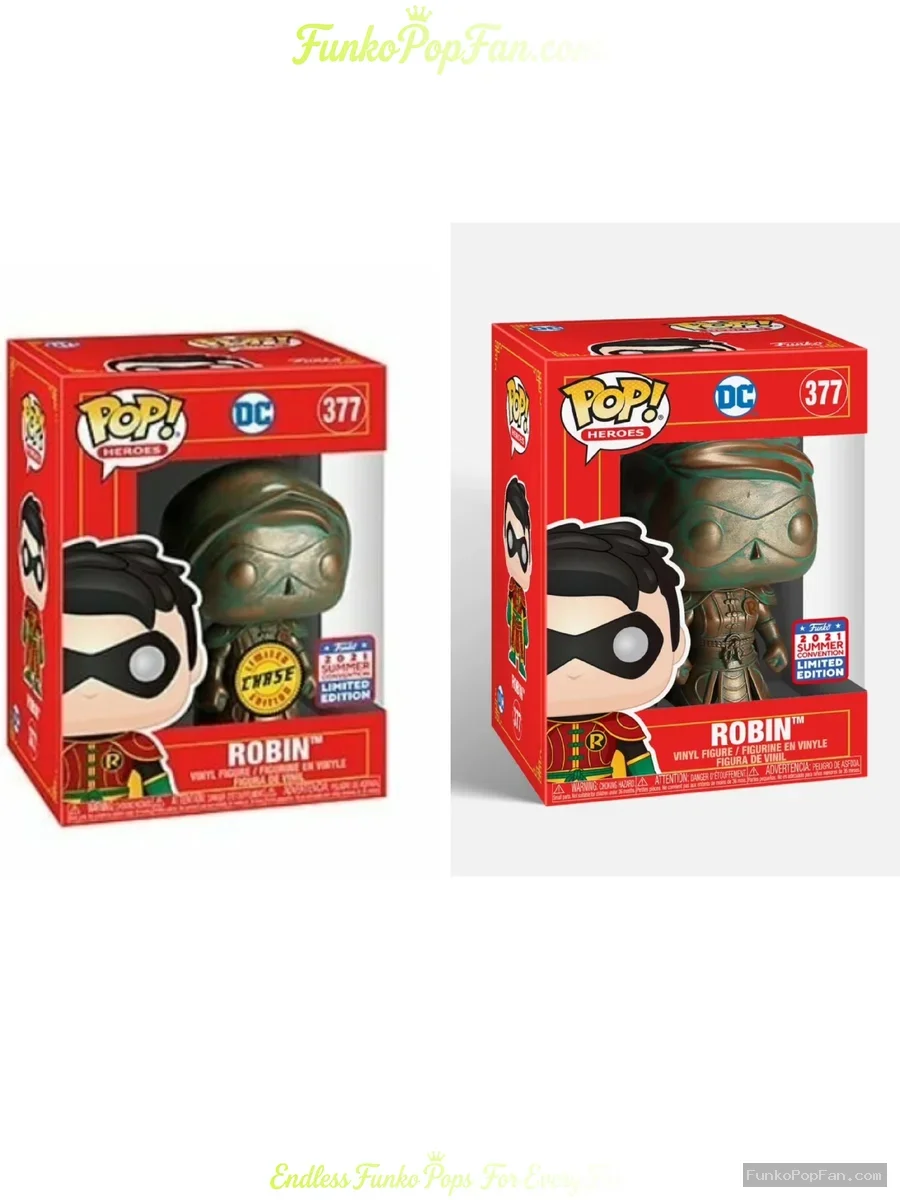 Lot of 2 Funko Pop! DC Heroes #377 Robin Chase + Robin Imperial Patina (2021 Summer Convention Limit - Funko Pop Figure