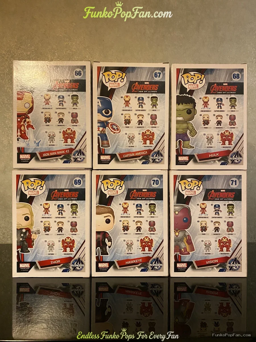 Bundle Funko Pop! Marvel Avengers #66 Iron Man Mark 43 / Captain America #67 / Hulk #68 / Thor #69 / - Funko Pop Figure