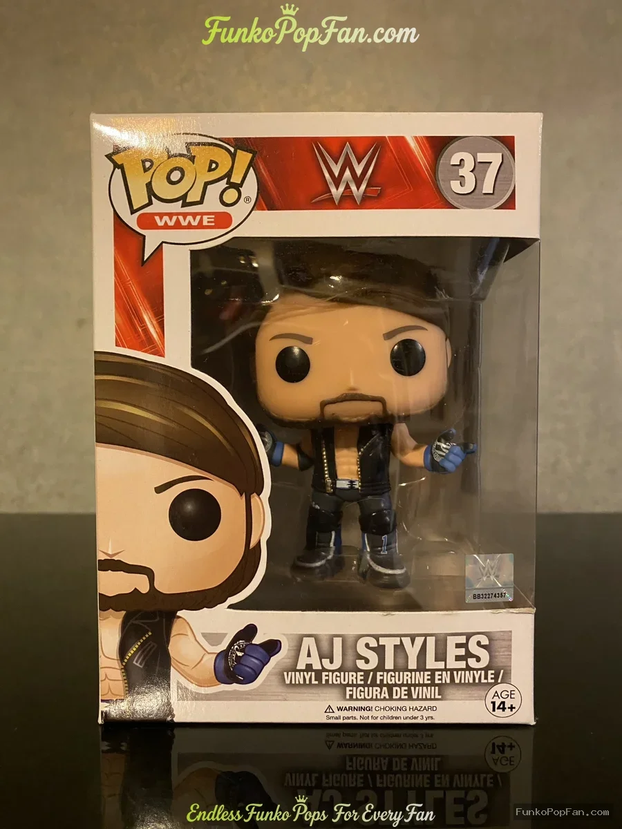 WWE AJ Styles #37 Vinyl Figure Bobblehead Vaulted Collectible With Protector Funko Pop Figure