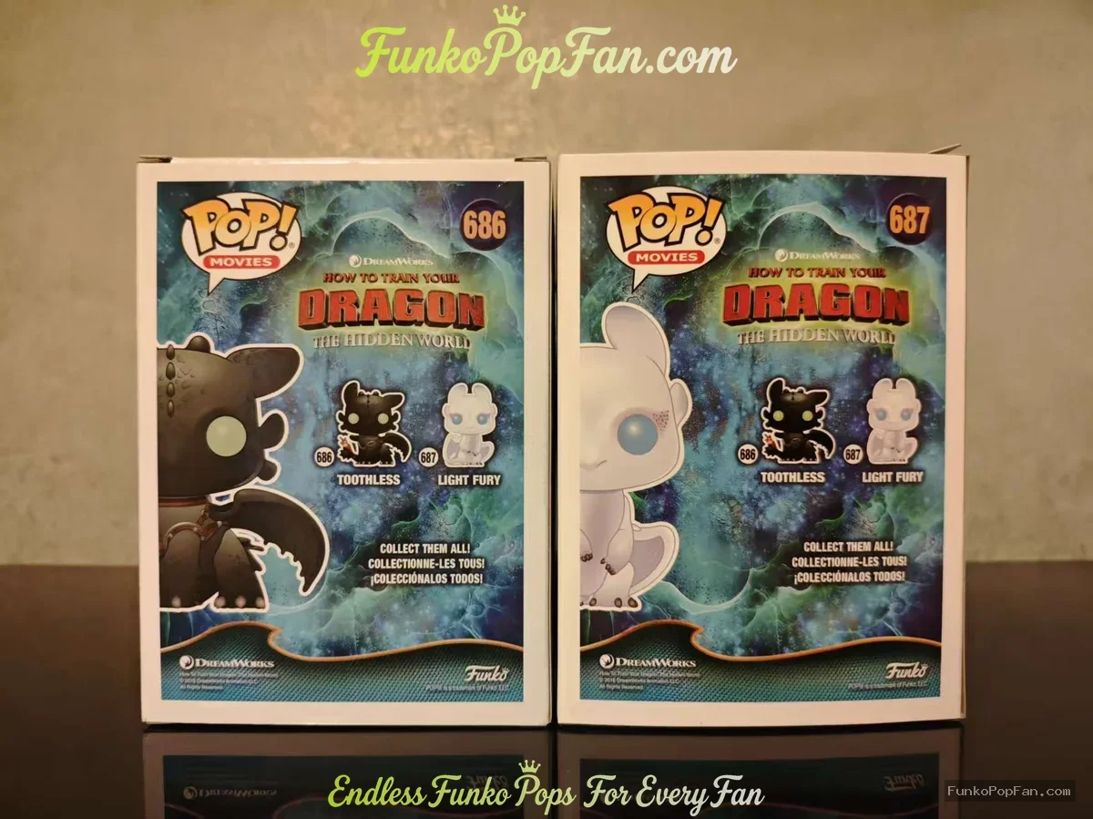 Funko Pop! Movies How to Train Your Dragon #686 Toothless / Light Fury #687 Vinyl Figure Bobblehead  - Funko Pop Figure