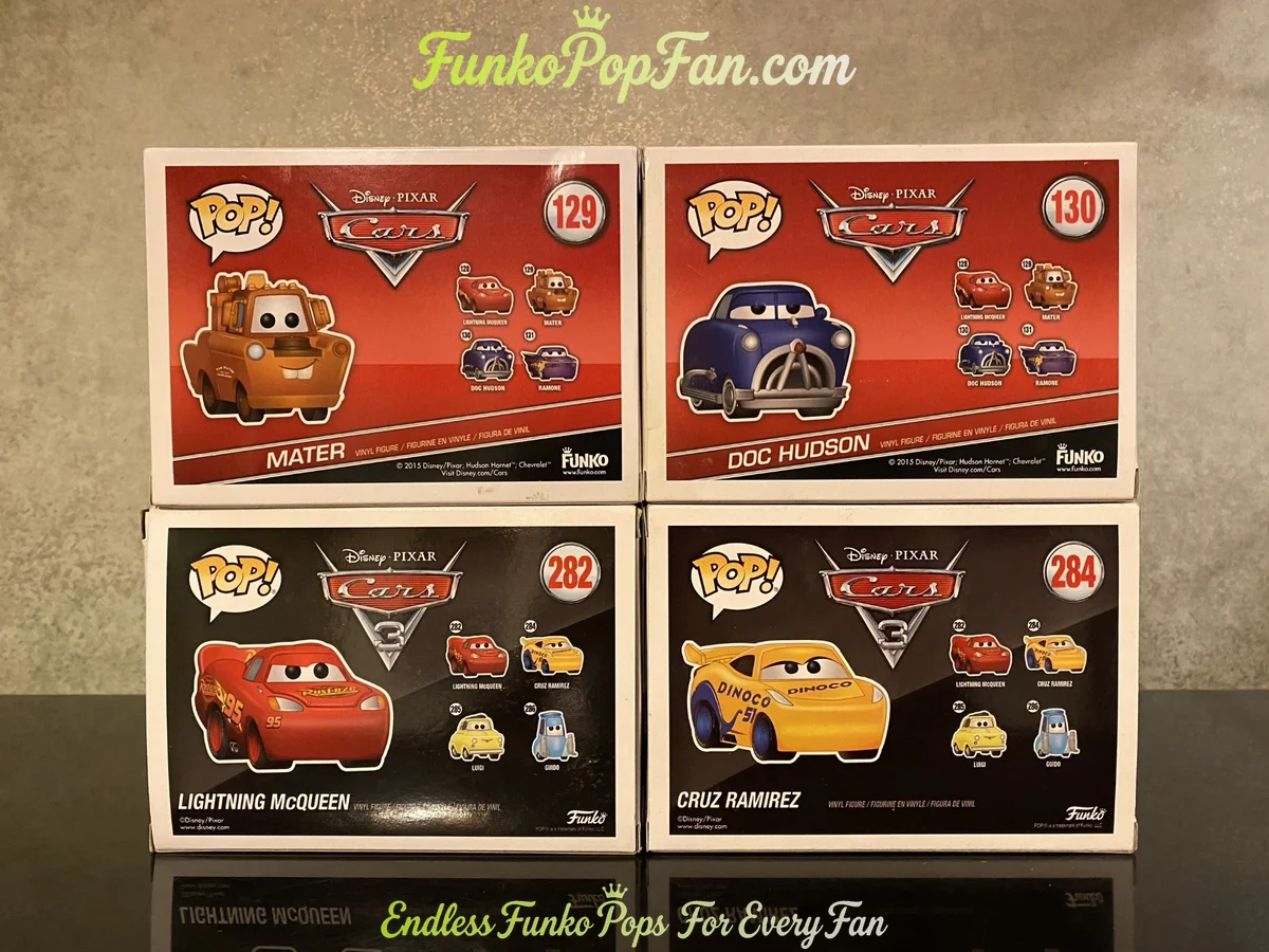 Bundle Funko Pop Cars #129 Mater (Doc Hudson #130 Lightning McQueen #282 Cruz Ramirez #284) Vinyl Fi - Funko Pop Figure