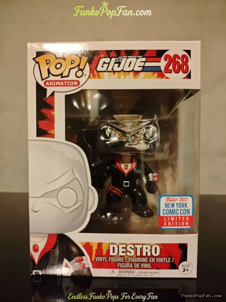 Animation G.I. Joe #268 Destro (New York Comic Con Limited Edition) Vinyl Figure Bobblehead Vaulted Collectible With Protector Funko Pop Figure