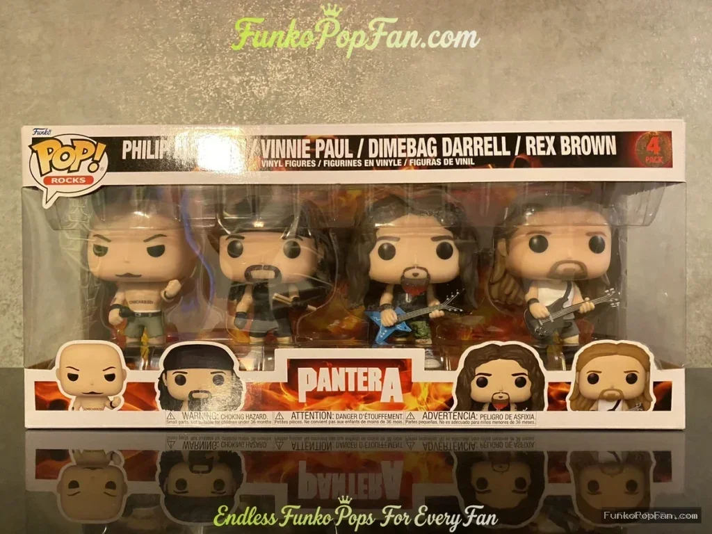 Bundle Funko Pop! Rocks Pantera #4 Philip Anselmo / Vinnie Paul / Dimebag Darrell / Rex Brown Vinyl Figure Bobblehead Vaulted Collectible With Protector Funko Pop Figure