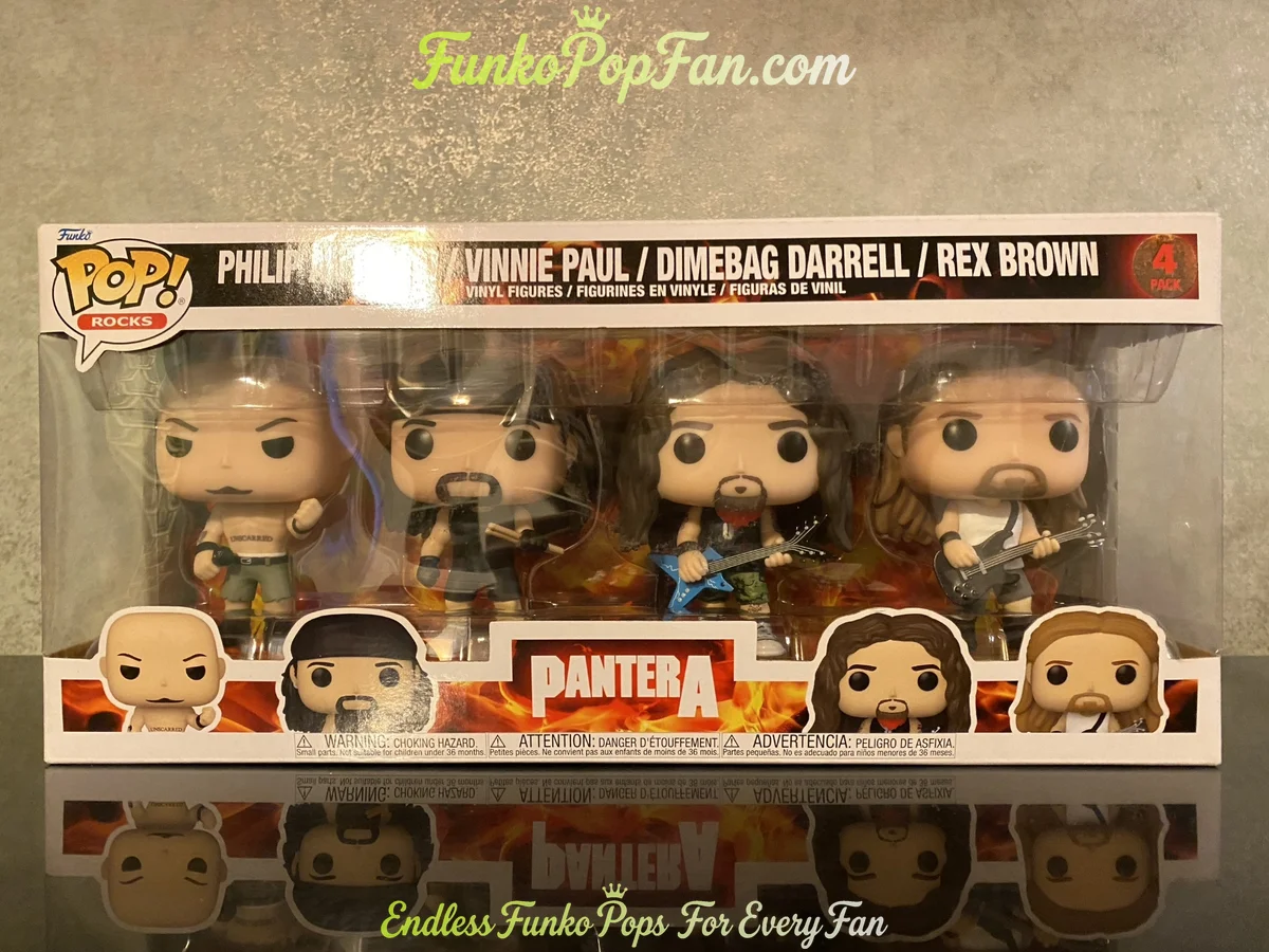 Bundle Funko Pop! Rocks Pantera #4 Philip Anselmo / Vinnie Paul / Dimebag Darrell / Rex Brown Vinyl Figure Bobblehead Vaulted Collectible With Protector Funko Pop Figure