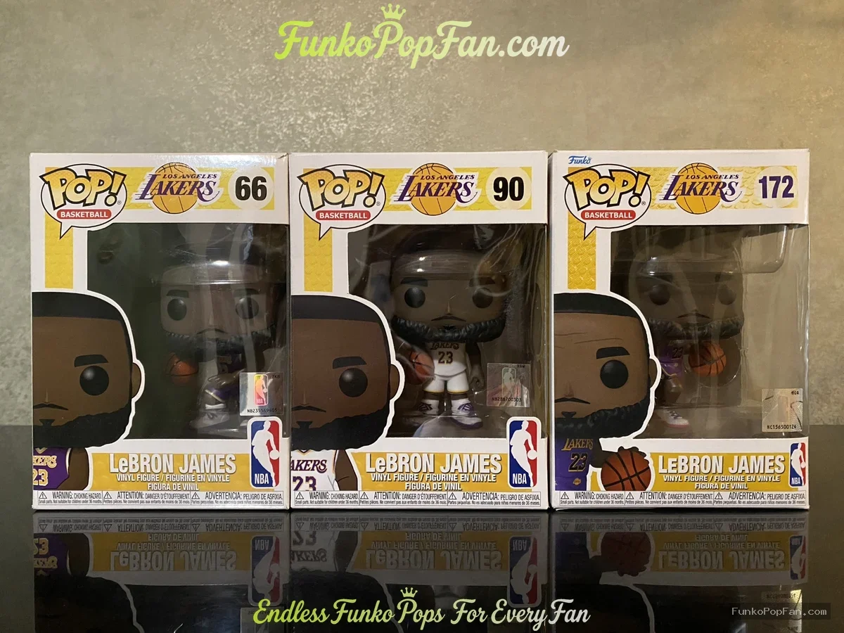 NBA Los Angeles Lakers #66 Lebron James / #90 Lebron James / #172 Lebron James Vinyl Figure Bobblehead Vaulted Collectible With Protector Funko Pop Figure