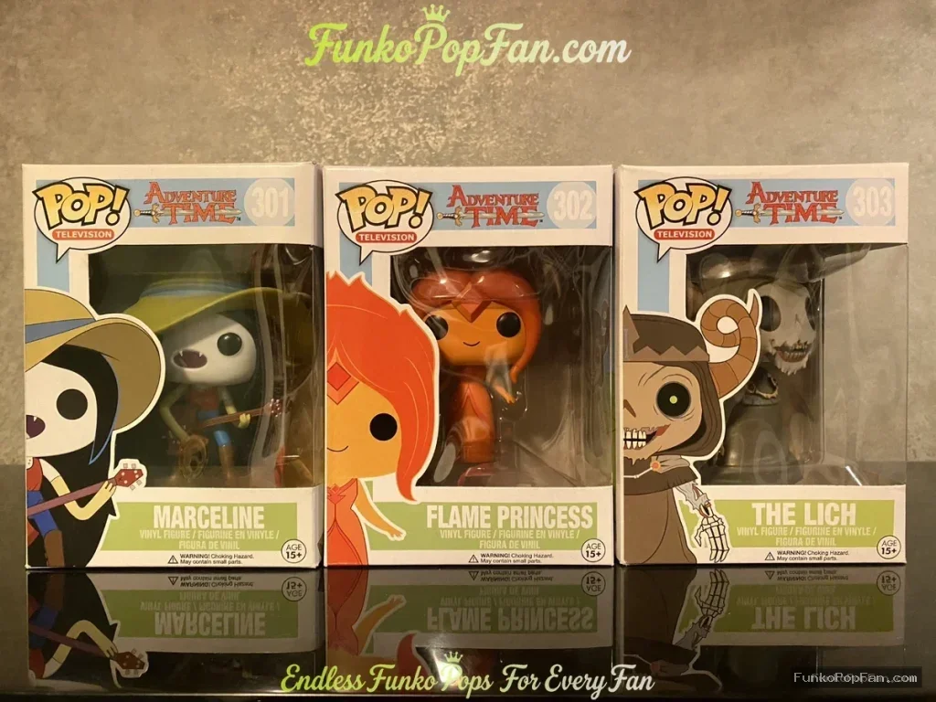 Bundle Funko Pop! Adventure Time Marceline #301 / Flame Princess #302 / The Lich #303 Vinyl Figure Bobblehead Vaulted Collectible With Protector Funko Pop Figure