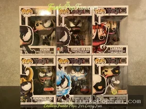 Bundle Funko Pop Marvel Venom #365 Venom / Carnage #367 / Anti-Venom #401 / Venomized Loki #368 / Venomized Ghost Rider #369 Vinyl Figure Bobblehead Vaulted Collectible With Protector Funko Pop Figure