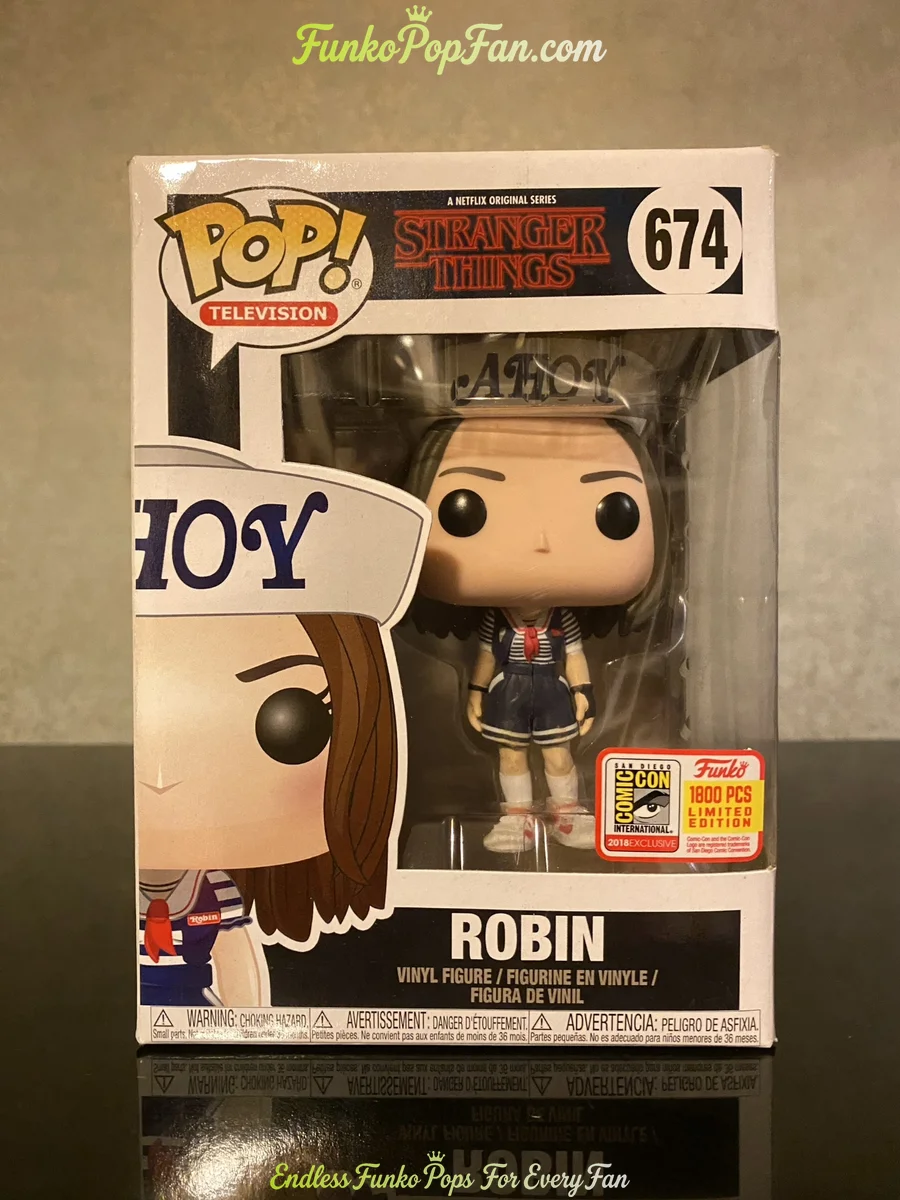 Television Stranger Things #674 Robin 1800 (SDCC 2018 Hot Topic Exclusive) Vinyl Figure Bobblehead Vaulted Collectible With Protector Funko Pop Figure
