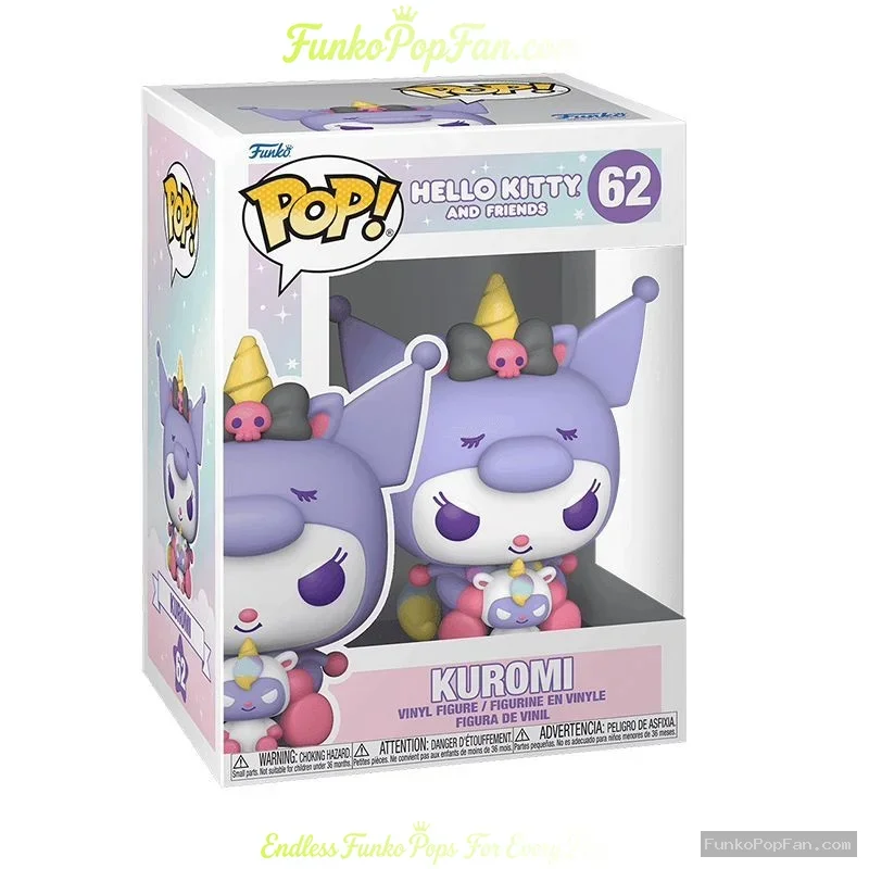 Funko Pop Hello Kitty and Friends #62 Kuromi Vinyl Figure Bobblehead Vaulted Collectible With Protec - Funko Pop Figure