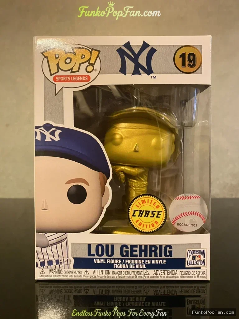 Funko Pop Sports Legends #19 Lou Gehrig (Gold Chase) Vinyl Figure Bobblehead Vaulted Collectible Wit - Funko Pop Figure