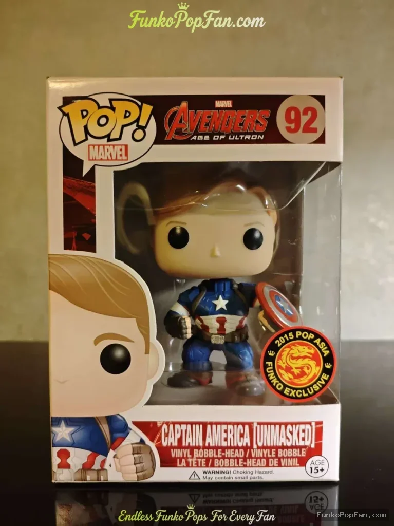 Funko Pop! Marvel Avengers #92 Captain America (Unmasked) SDCC Exclusive Vinyl Figure Bobblehead Vau - Funko Pop Figure