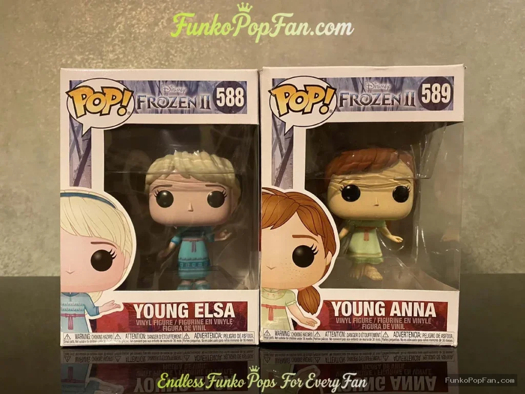 Bundle Funko Pop! Disney Frozen II #588 Young Elsa / #589 Young Anna Vinyl Figure Bobblehead Vaulted - Funko Pop Figure