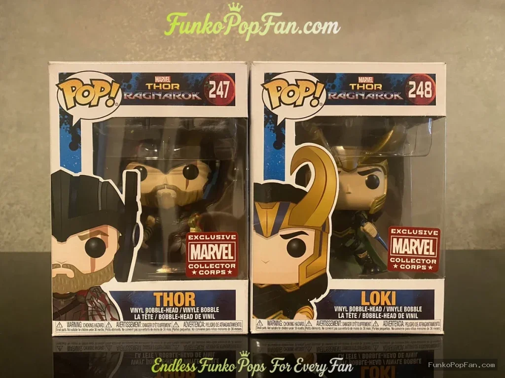 Bundle Funko Pop Marvel Collector Corps Ragnarok #247 Thor / #248 Loki (Exclusive) Vinyl Figure Bobb - Funko Pop Figure