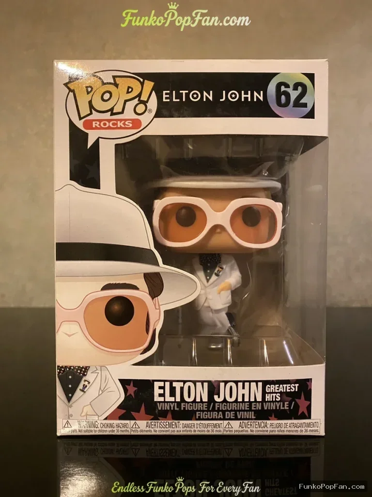 Funko Pop Rocks #62 Elton John (Greatest Hits) Vinyl Figure Bobblehead Vaulted Collectible With Prot - Funko Pop Figure