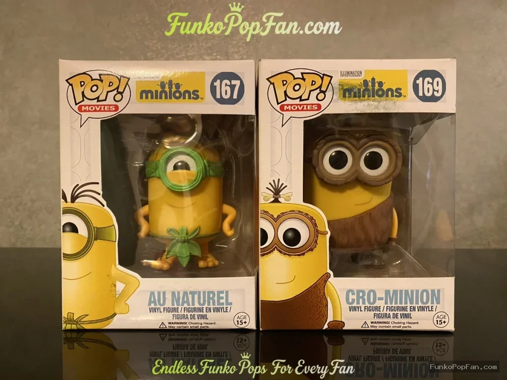 Bundle unko Pop Movies Minions #167 AU NATUREL / #169 CRO-MINION Vinyl Figure Bobblehead Vaulted Col - Funko Pop Figure