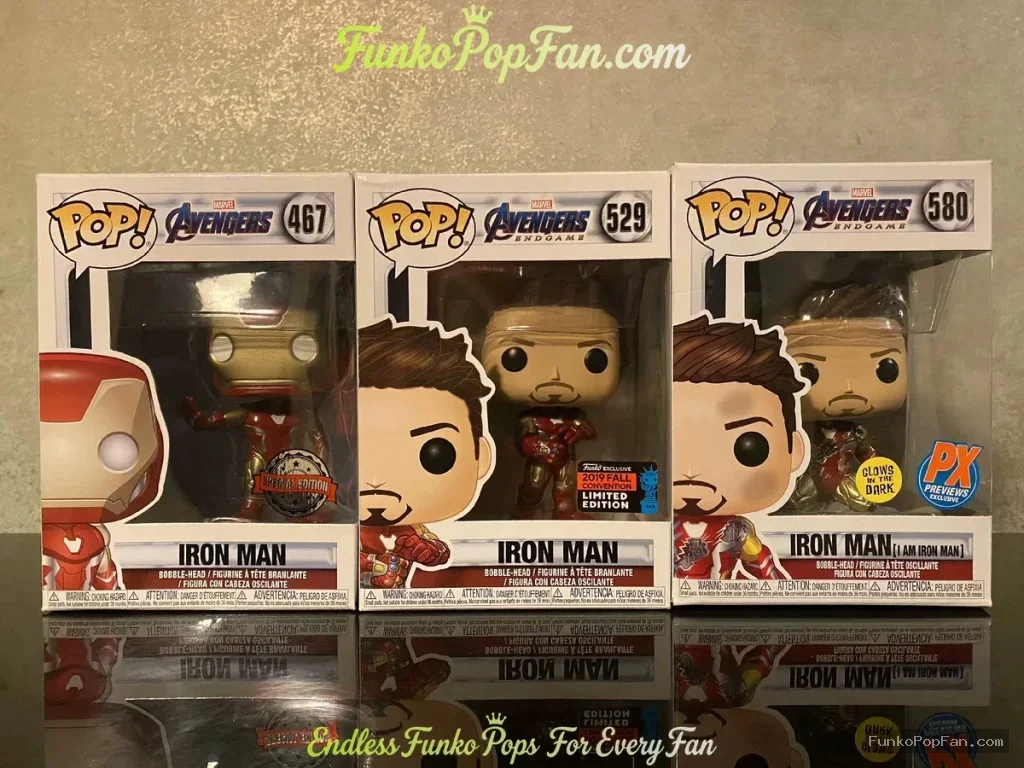 Bundle Funko Pop Avengers #467 Iron Man (NYCC 2019) #529 Iron Man (Convention Exclusive) #580 Iron M - Funko Pop Figure